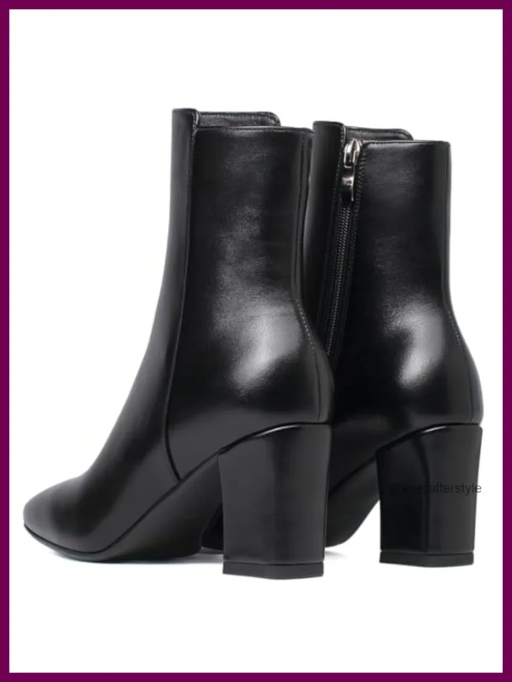 Chunky Block Heel Booties Zip Up Square Toe Ankle Boots
